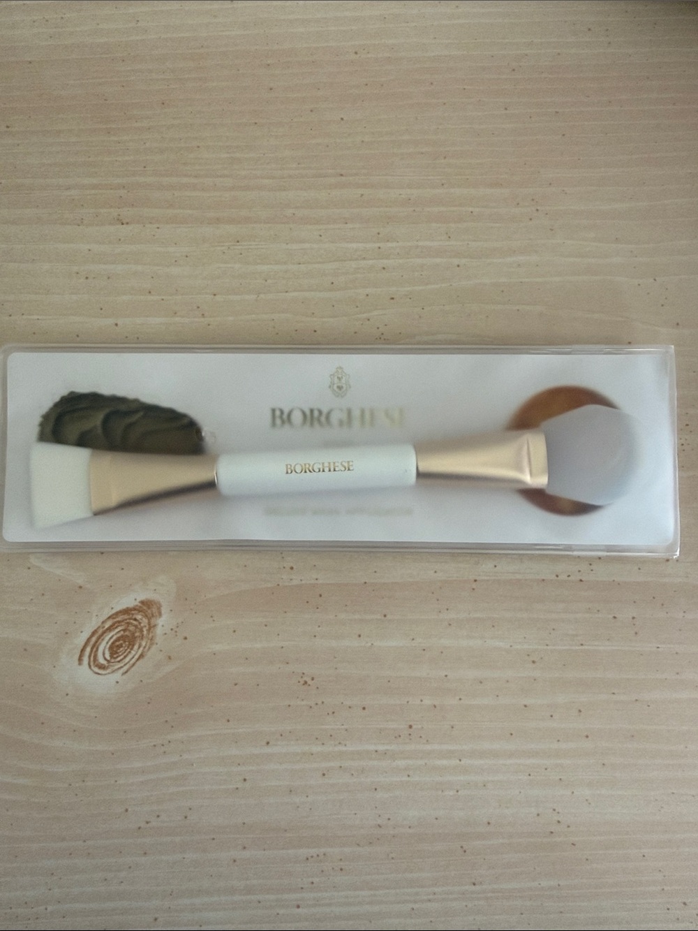 Borghese Dual-Ended Facial Mask Applicator Brush - White & Gold - Picture 3 of 3
